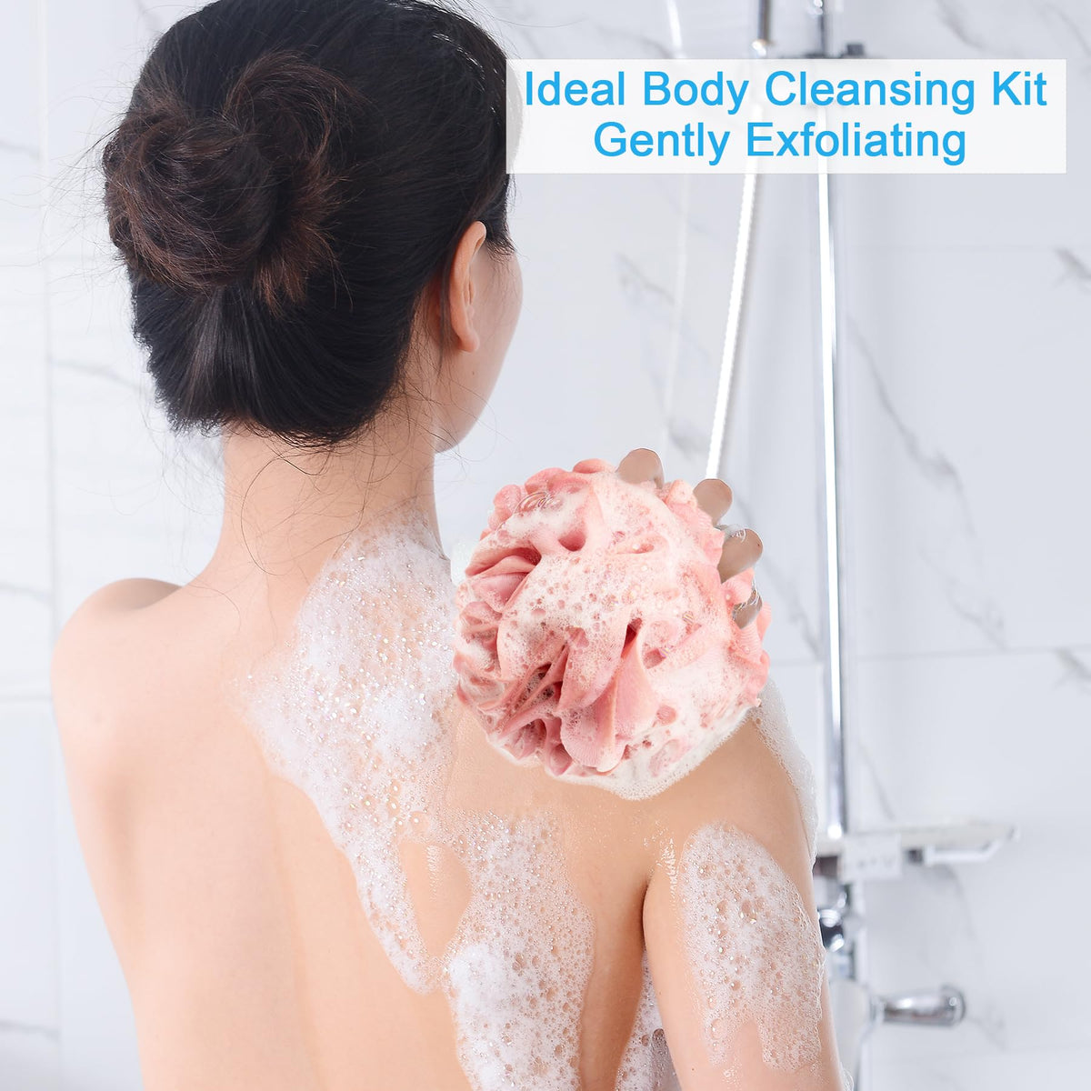 AmazerBath éponge loofah exfoliante avec mousse de gel douche