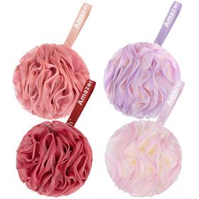 AmazerBath éponge loofah exfoliante vue de face en couleur SunsetBerry