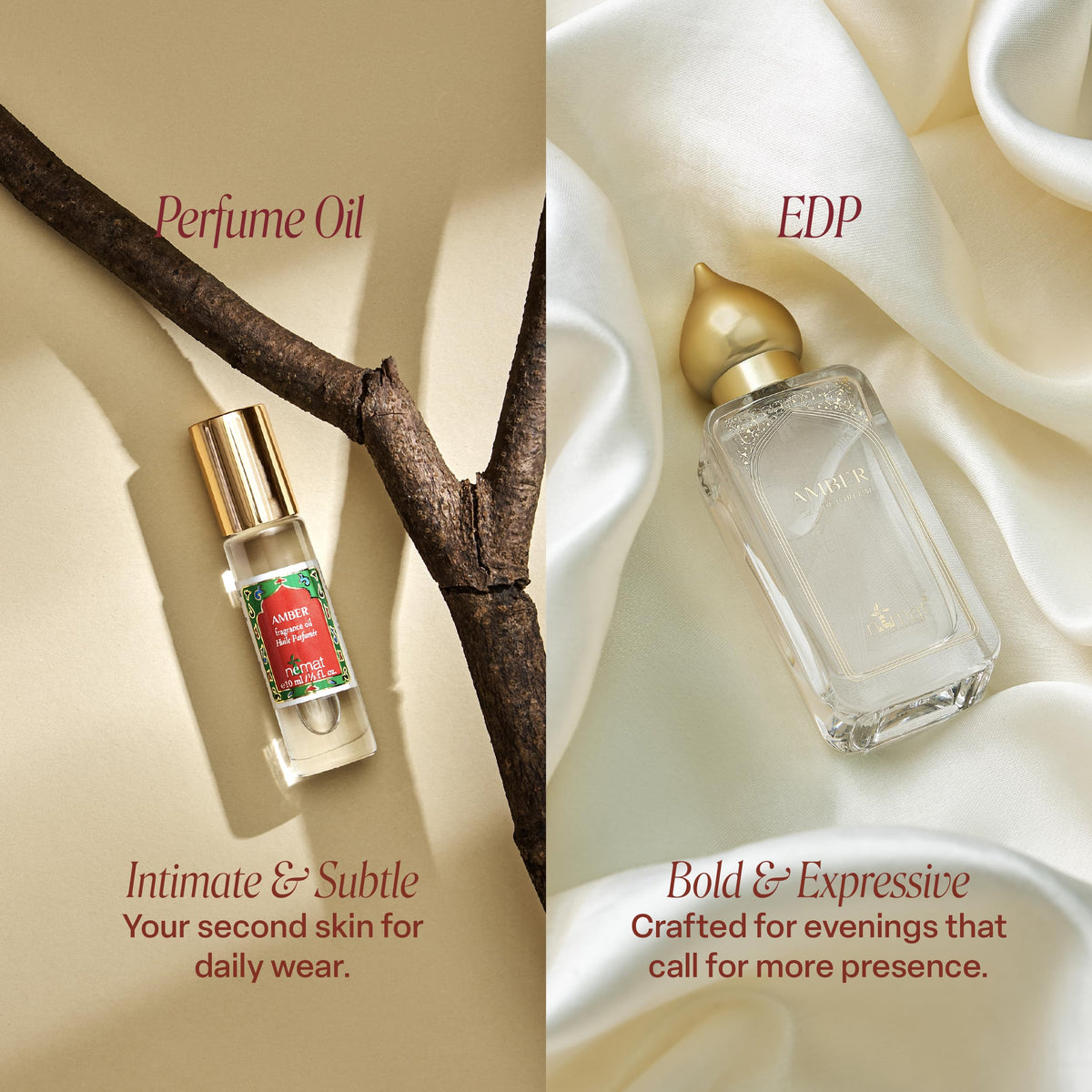 Ambiance chaleureuse avec l'huile de parfum ambre Nemat