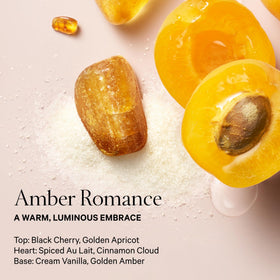 Ambiance de parfum Amber Romance avec coucher de soleil
