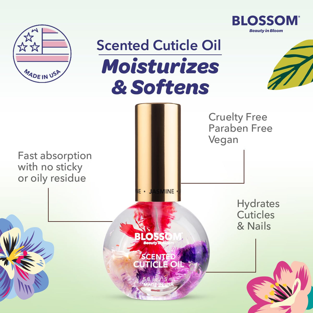 Ambiance relaxante avec l'huile à cuticules Blossom et des fleurs