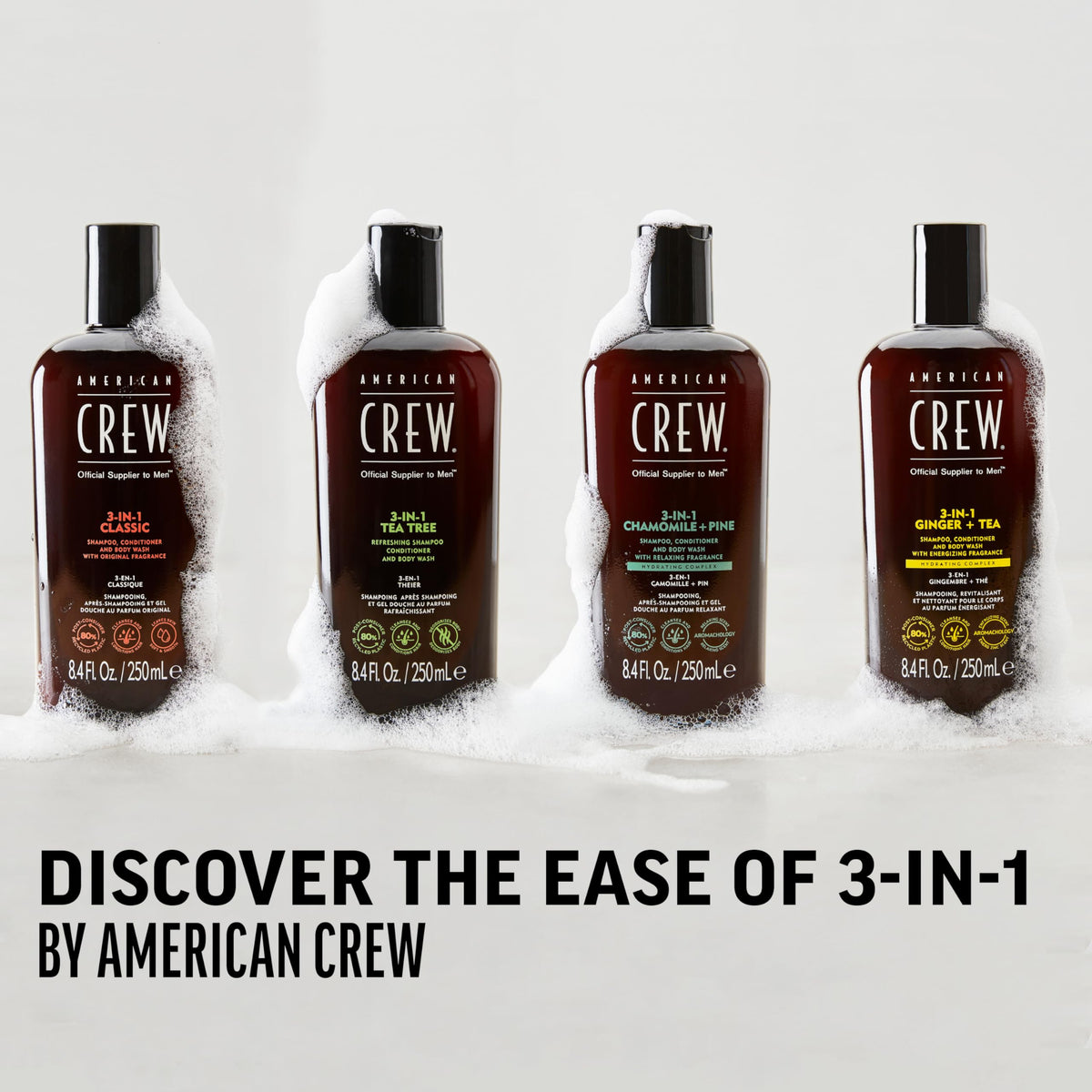 AMERICAN CREW Shampooing 3-en-1, ambiance spa avec serviette