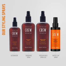 AMERICAN CREW Spray Gel avec arrière-plan de salon de coiffure