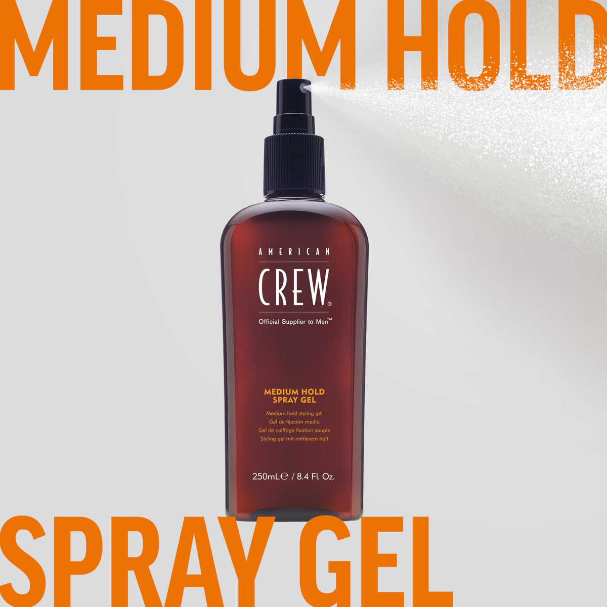 AMERICAN CREW Spray Gel sur coiffeur avec cheveux en cours de coiffage
