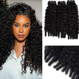 Amicalite bundles de cheveux bouclés humains 14-18 pouces, vue avant