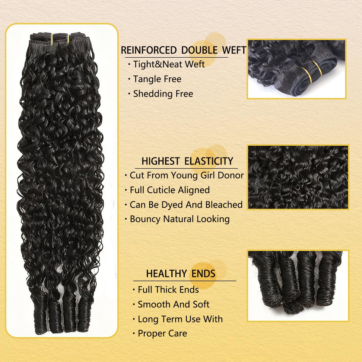Amicalite cheveux 100% vierges, présentation des bundles
