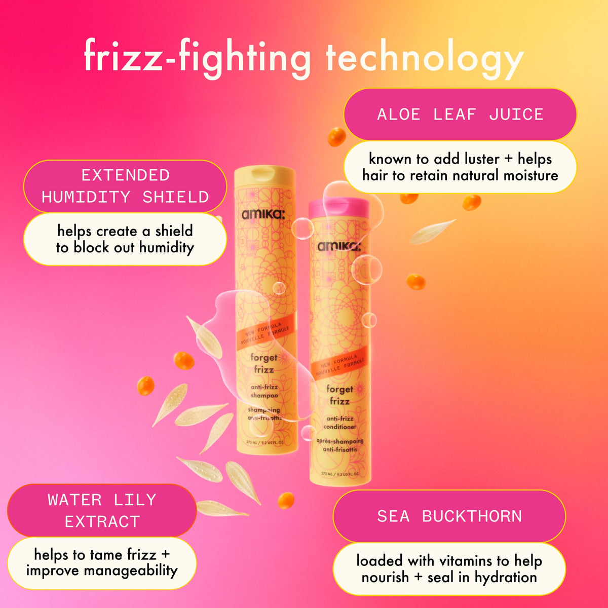 Amika Forget Frizz Shampoo 1000ml avec accessoires