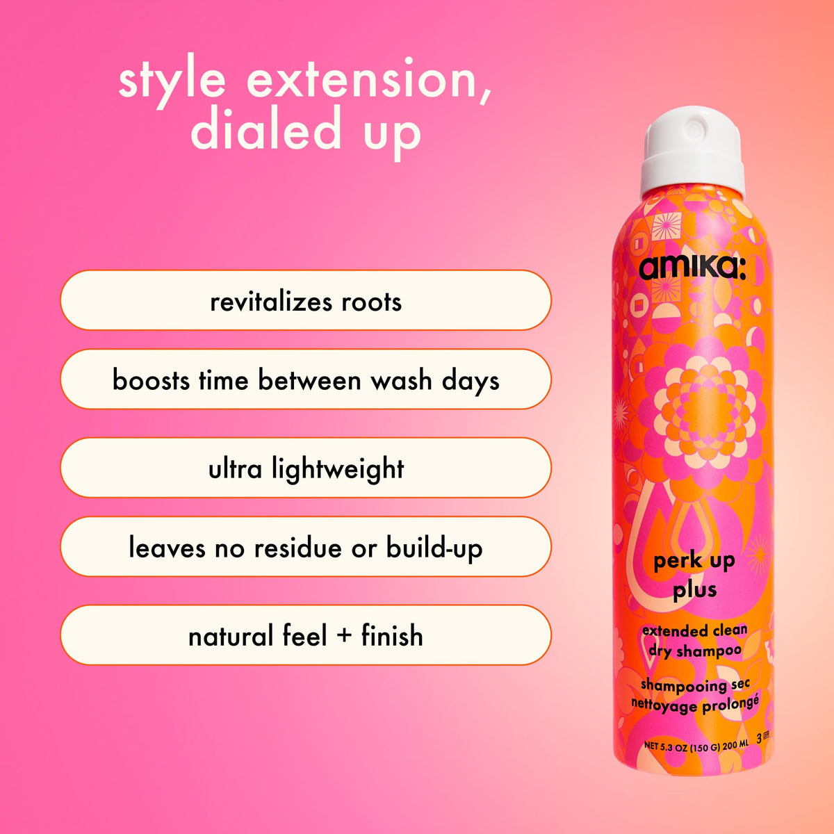 Amika Perk Up Plus packaging avec spray