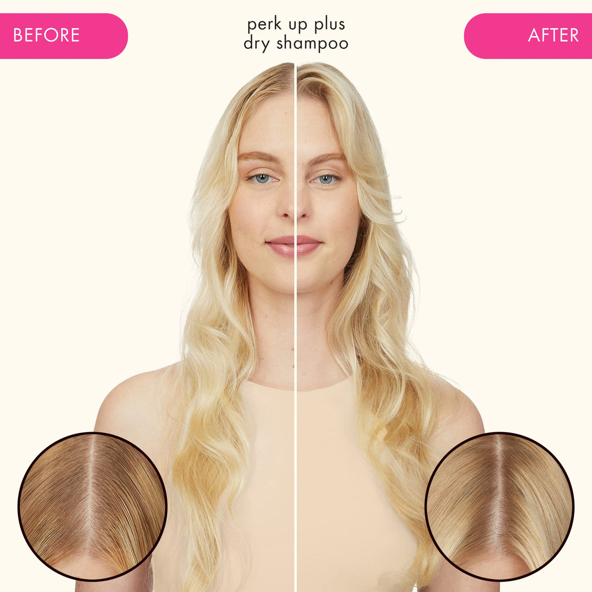 Amika Perk Up Plus shampooing sec avec ingrédients clés
