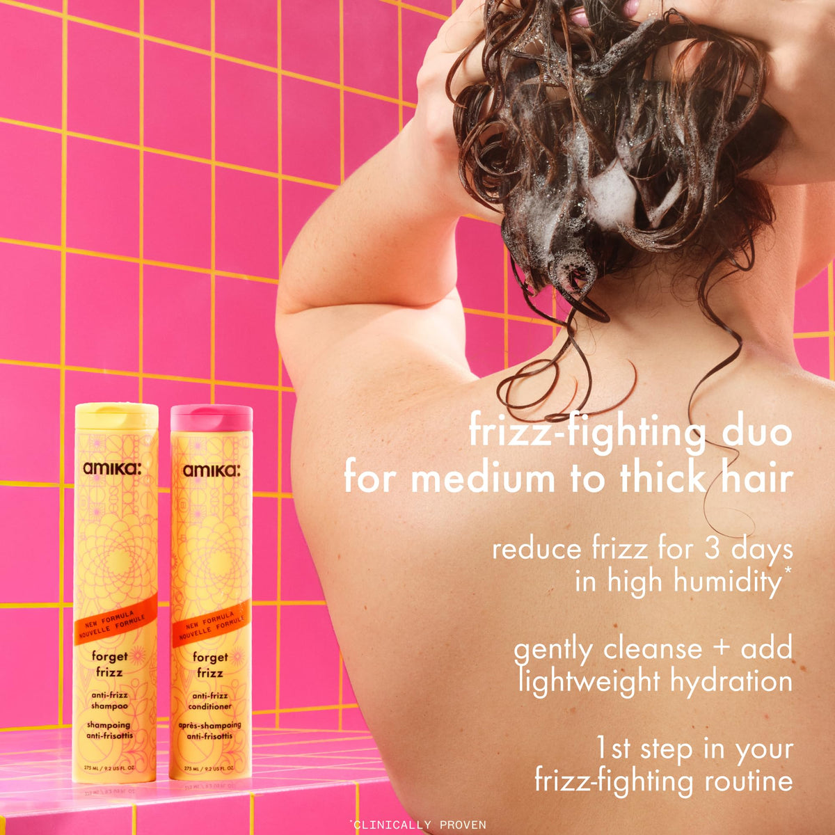 Amika shampoo anti-frizz Forget Frizz 275ml vue arrière