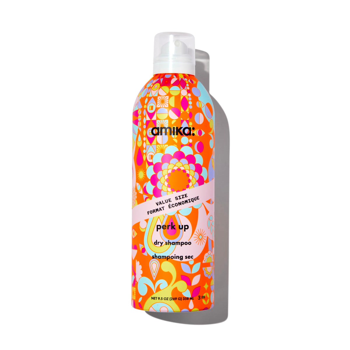 Amika Shampoo Sec Perk Up 340g vue avant avec bouchon noir