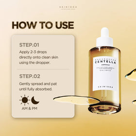 Ampoule SKIN1004 Madagascar Centella sur une surface en bois