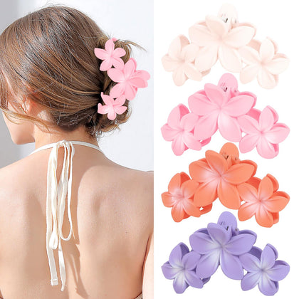 ANBALA Clips à Cheveux Fleurs, modèle rose et orange, vue de face