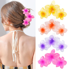 ANBALA Clips à Cheveux Floraux Hawaïens en rose, vue de face