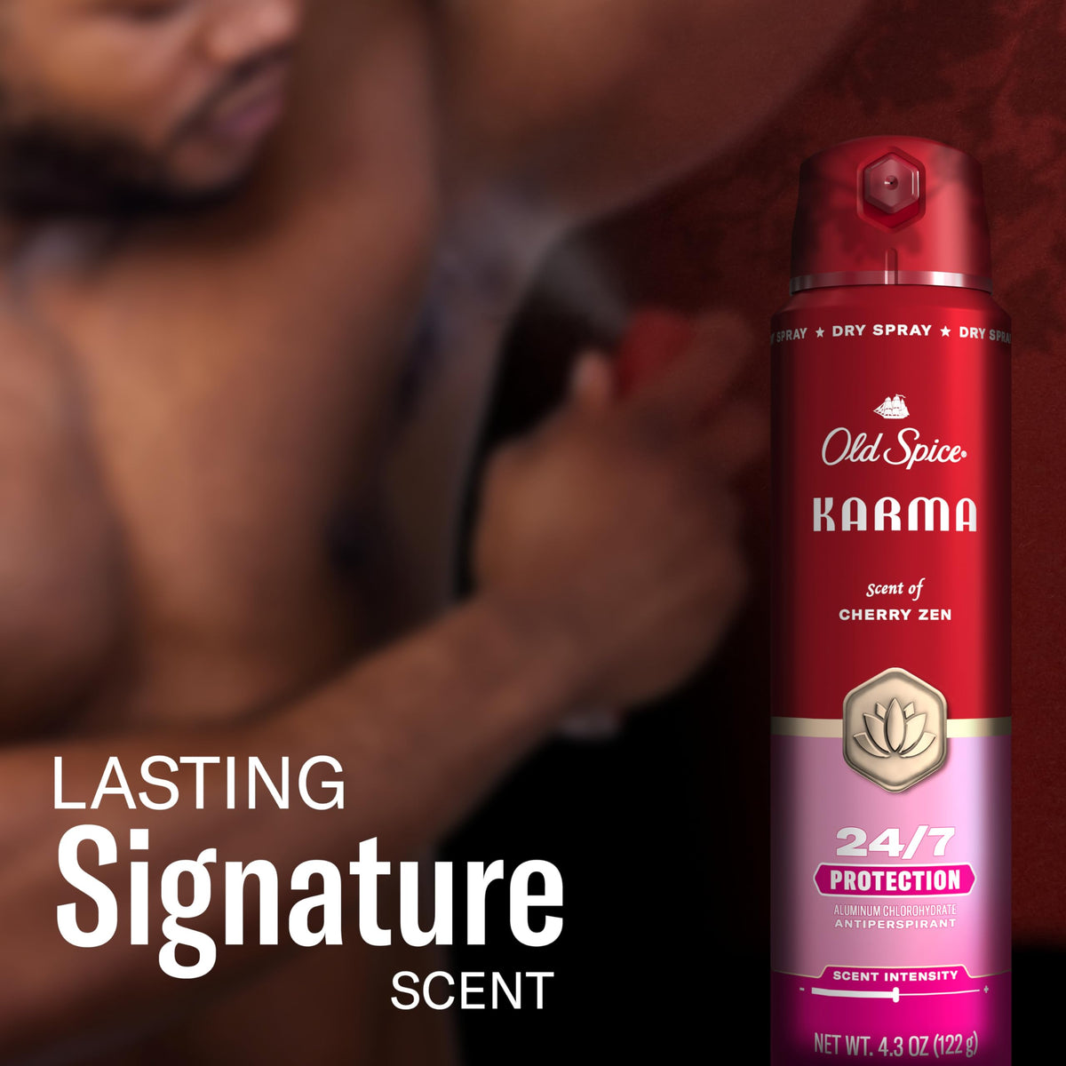 Ancien emballage de Old Spice Déodorant Spray Karma