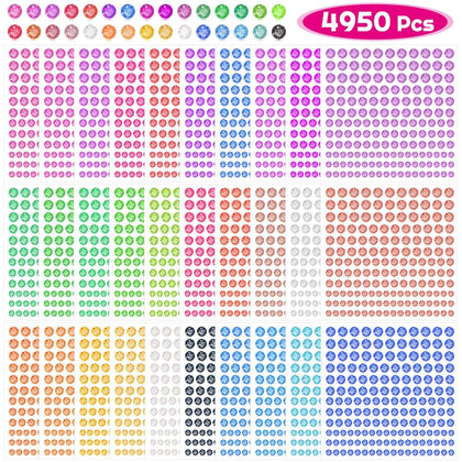 Anezus autocollants en strass colorés, 30 feuilles avec 4950 pièces