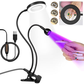 AORAEM Lampe UV LED Ongles Noire vue de face avec loupe 6X