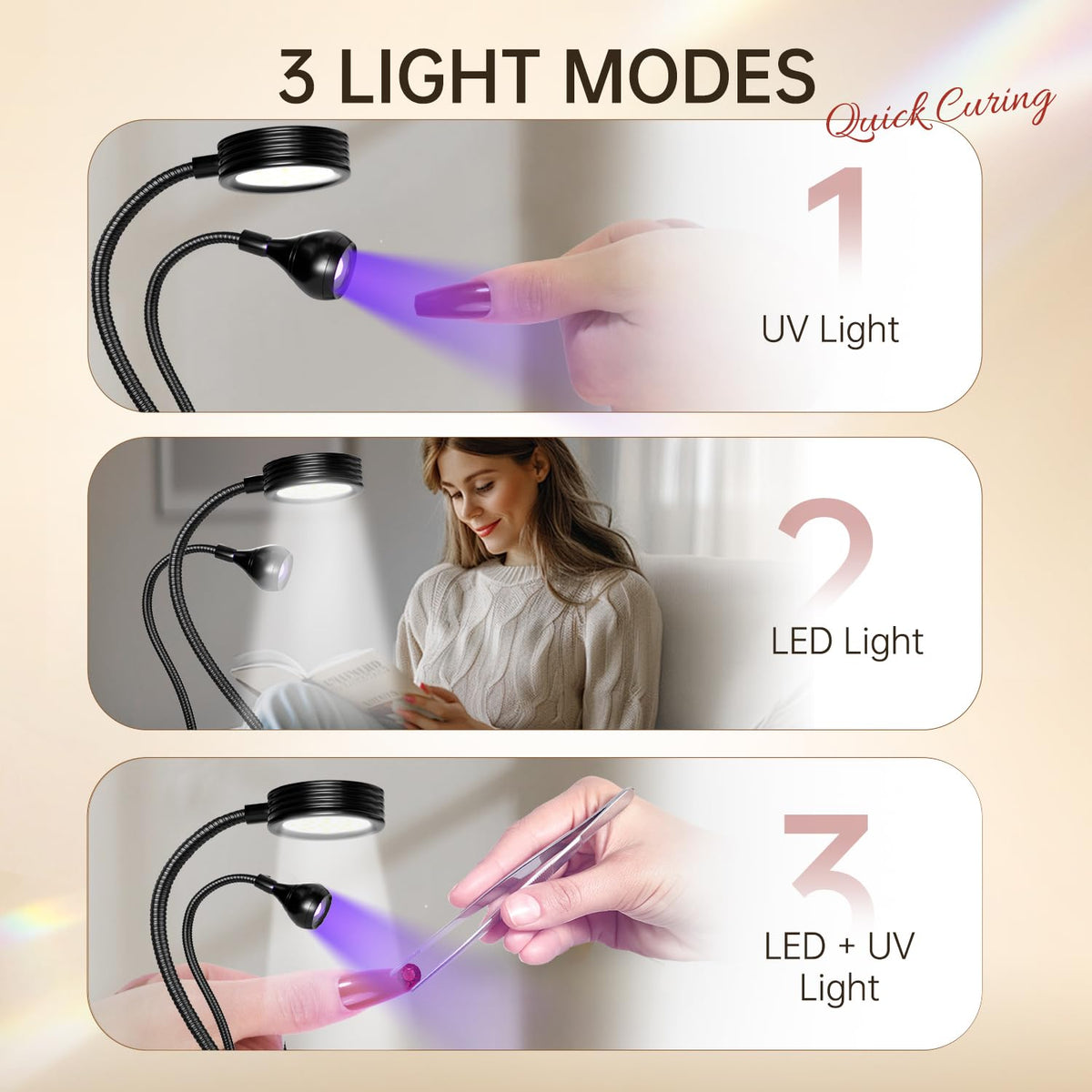 AORAEM Lampe UV LED pour Ongles, réglage d'intensité lumineuse