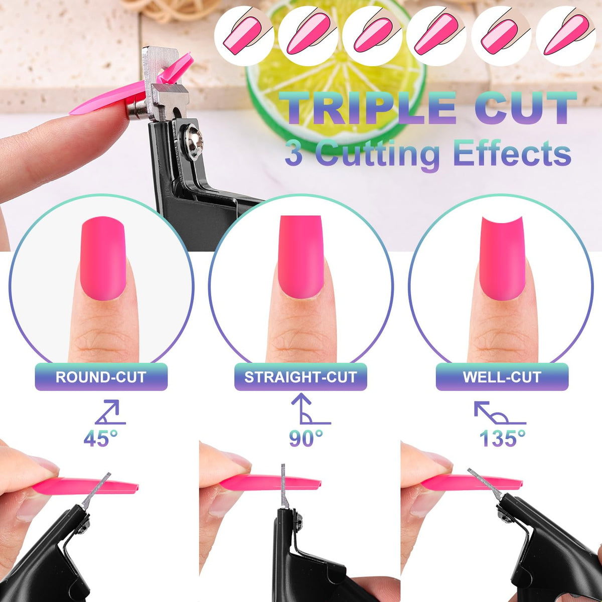 Aperçu des tailles magnétiques fournies avec le coupe-ongles GA&EN