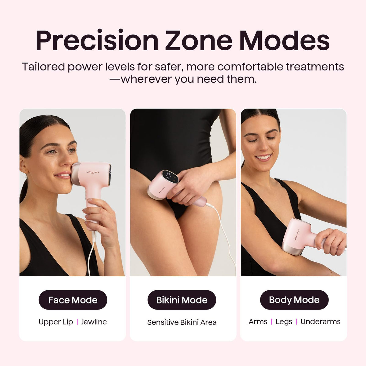 Appareil d'épilation wavytalk en utilisation sur le bikini