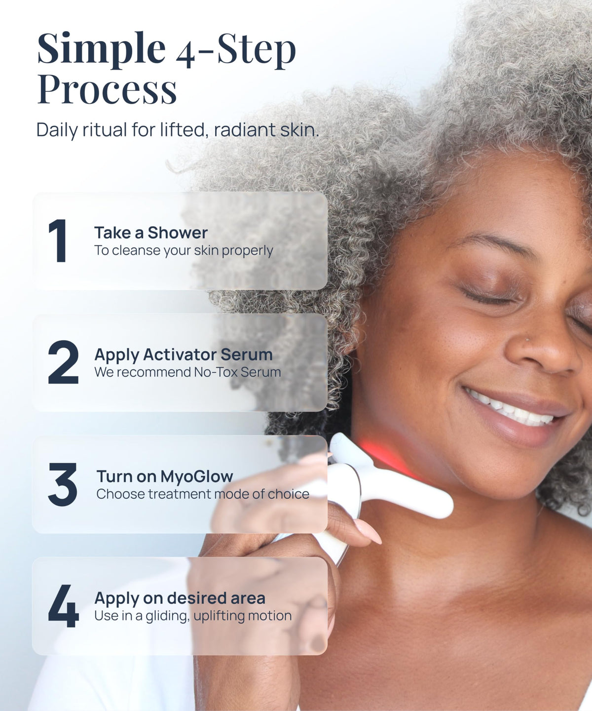 Appareil My Derma Dream utilisé sur le bras avec lumière allumée