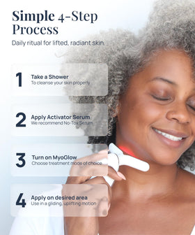 Appareil My Derma Dream utilisé sur le bras avec lumière allumée