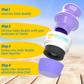 Applicateur de crème solaire Solar Buddies en situation de voyage