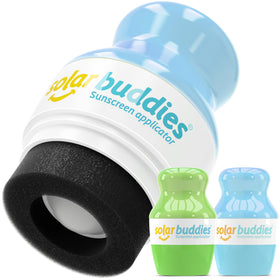 Applicateur de crème solaire Solar Buddies vert et bleu vue de face