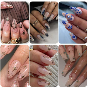 Application d'autocollants Boho sur des ongles en gel