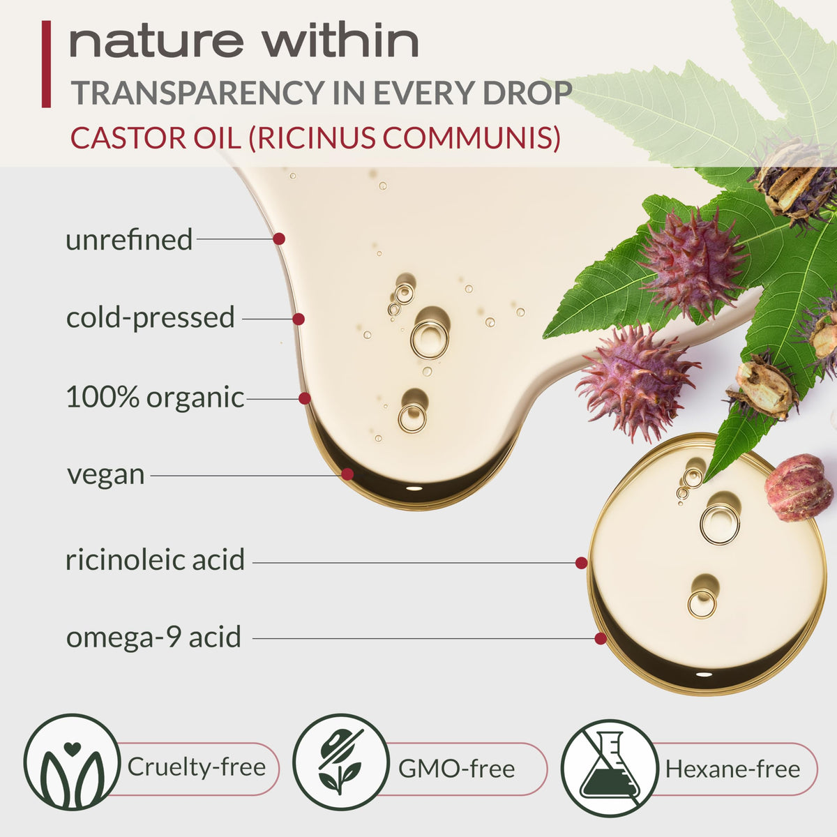 Application d'huile de ricin sur les cheveux