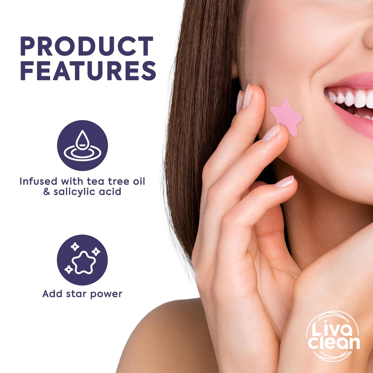 Application d'un patch acné LivaClean sur la peau