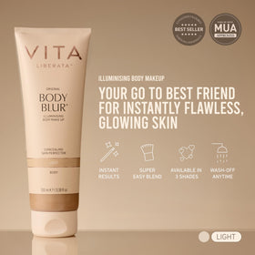 Application de Body Blur sur la peau avec une mitaine