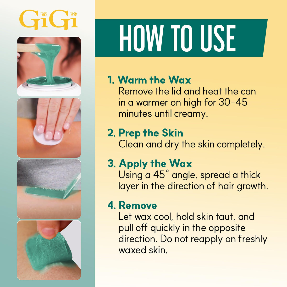 Application de cire GIGI sur la peau