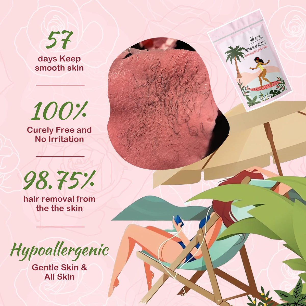 Application de cire rose Ajoura sur peau