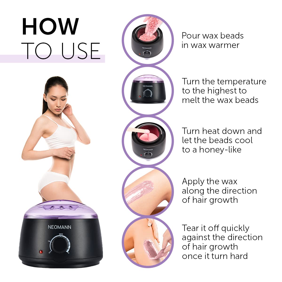 Application de cire sur la jambe avec le kit NEOMANN II