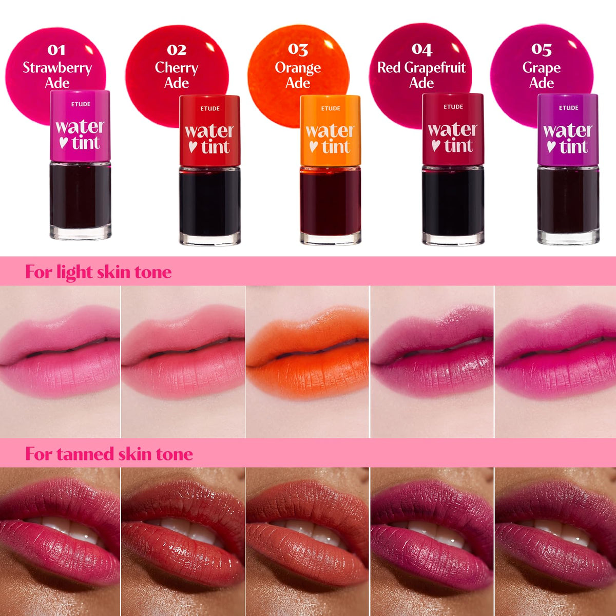 Application de ETUDE Dear Darling Water Tint sur des lèvres