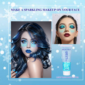 Application de gel paillettes sur le visage