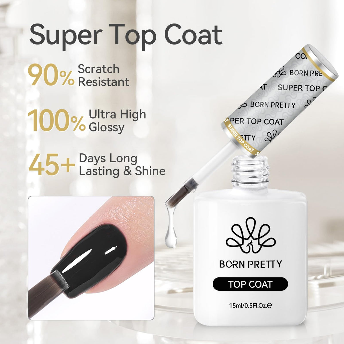 Application de gel top coat sur des ongles