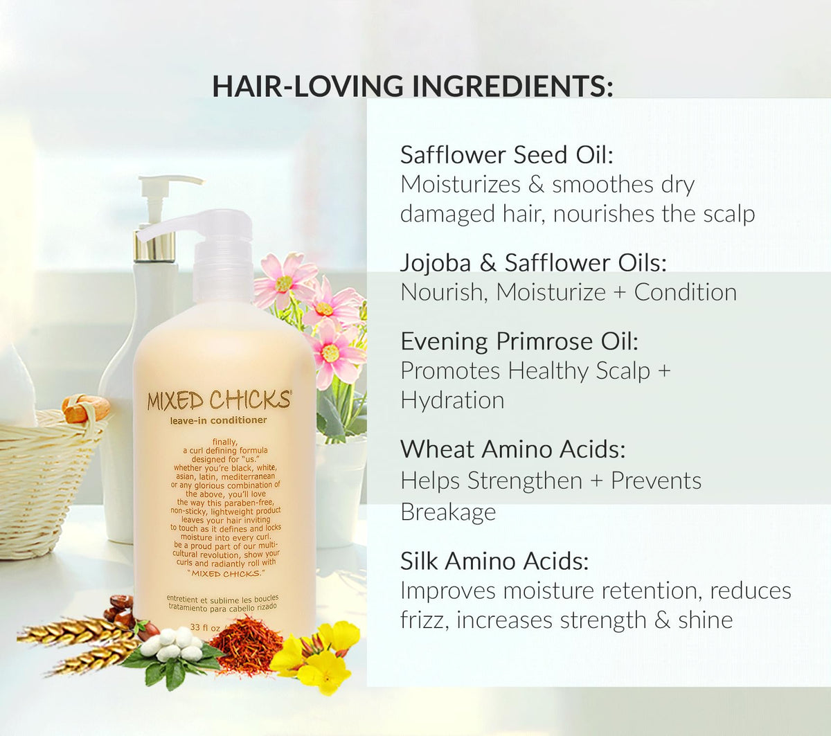 Application de l'après-shampooing Mixed Chicks sur des cheveux bouclés