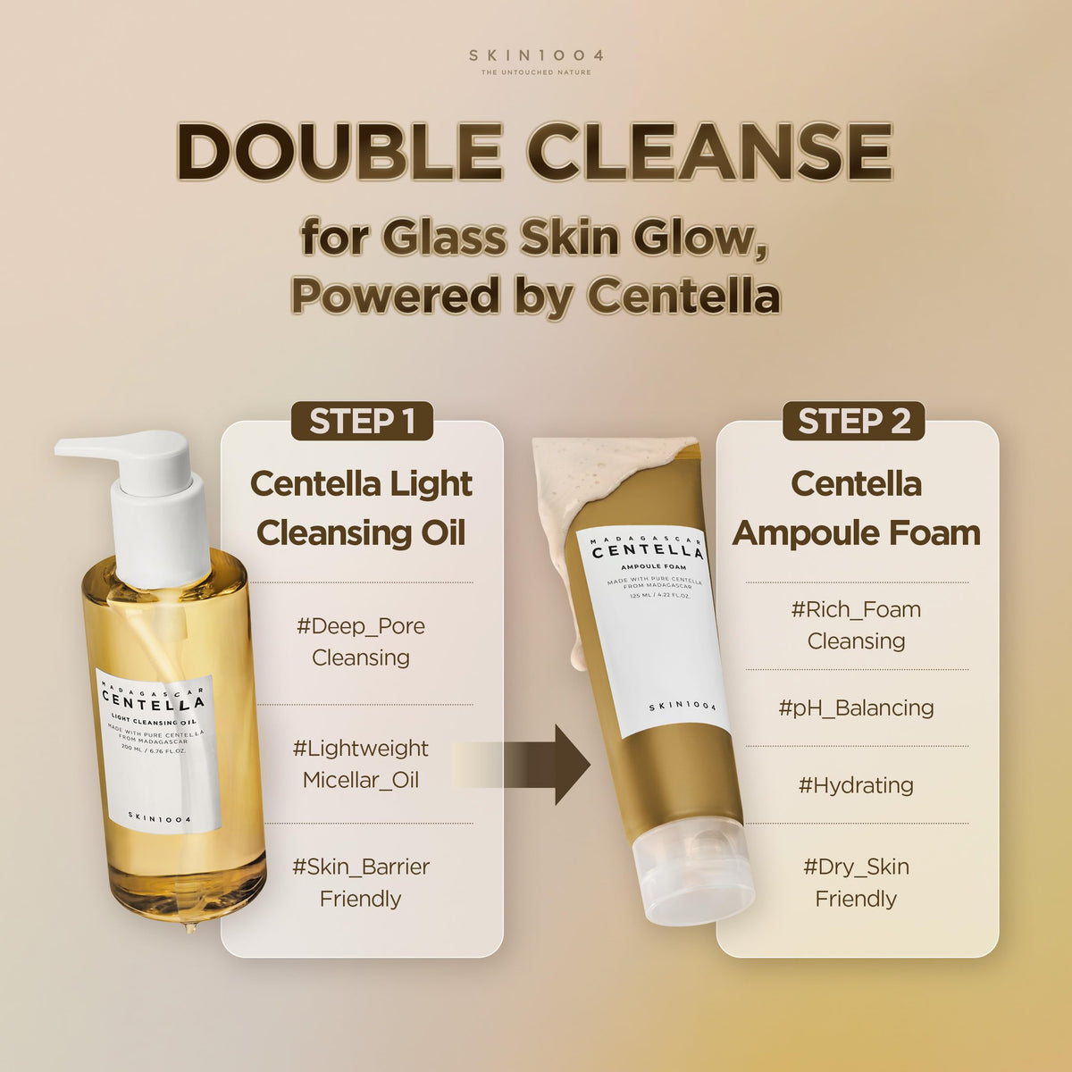 Application de l'huile nettoyante SKIN1004 sur le visage