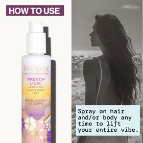 Application de la brume capillaire Pacifica sur un poignet