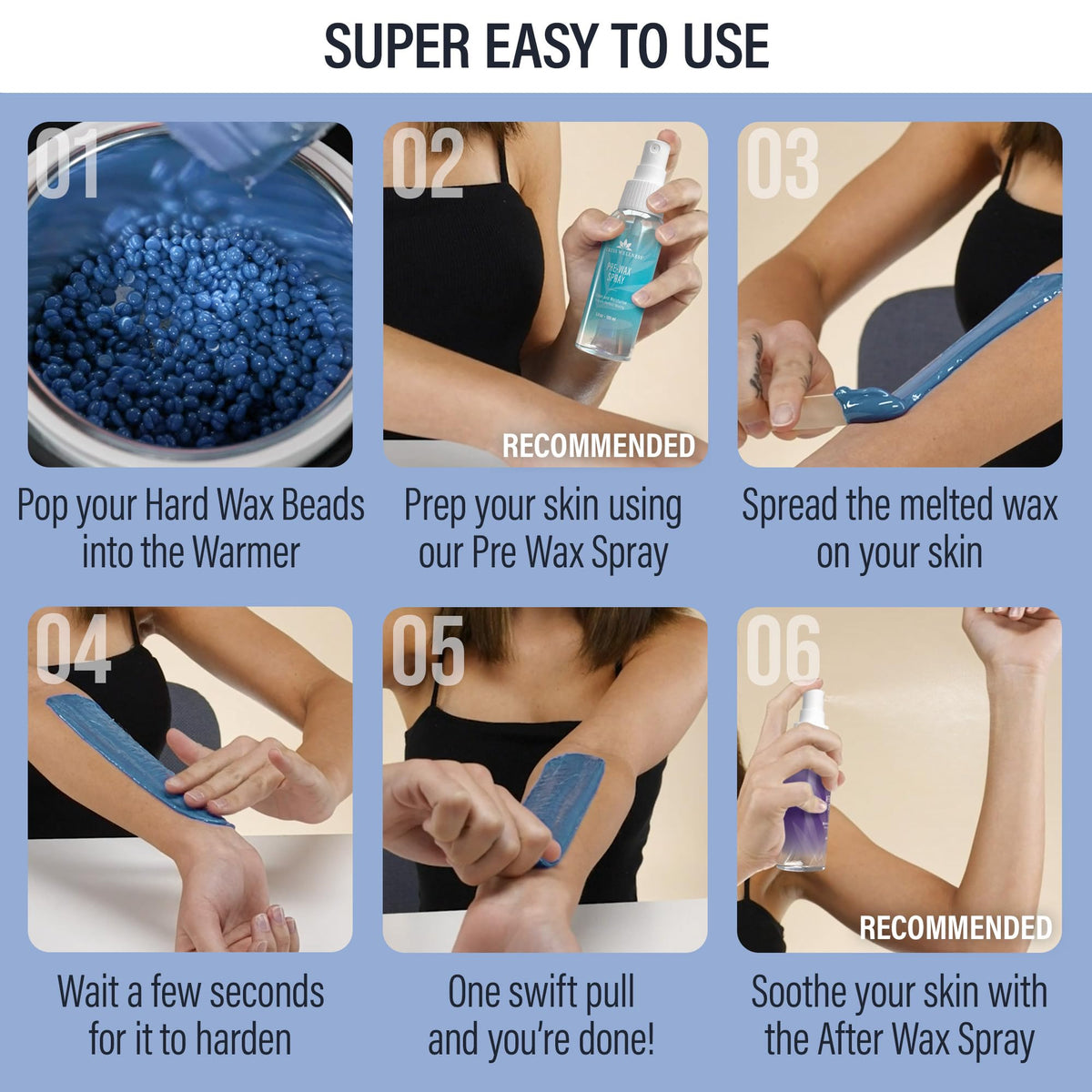 Application de la cire en perles Tress Wellness sur la peau