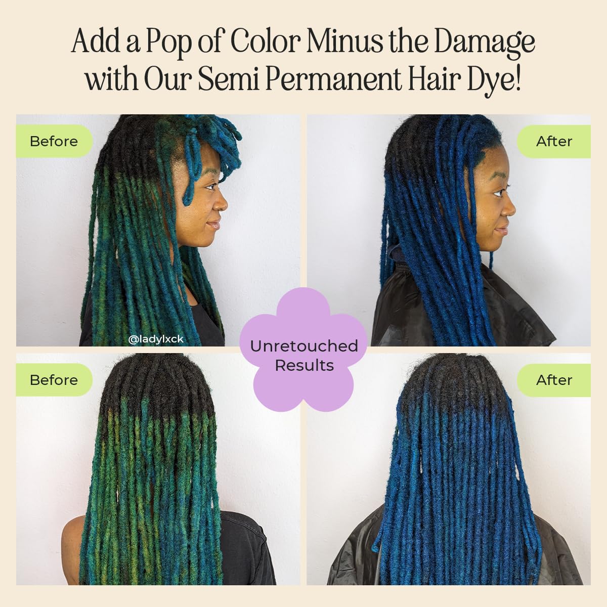 Application de la coloration Aquamarine sur des cheveux