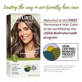 Application de la coloration Naturtint 6N sur cheveux