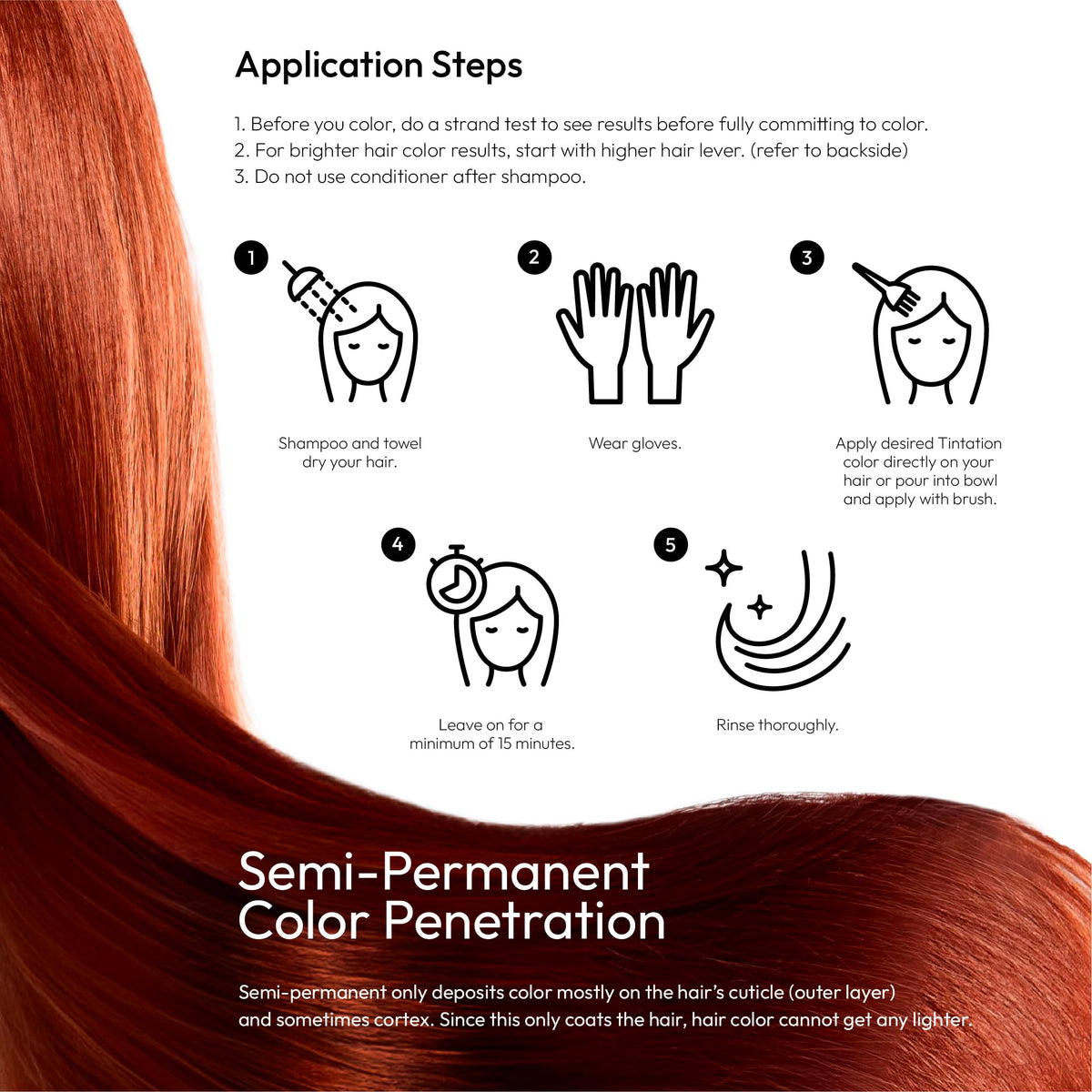 Application de la couleur de cheveux semi-permanente Red By Kiss Tintation
