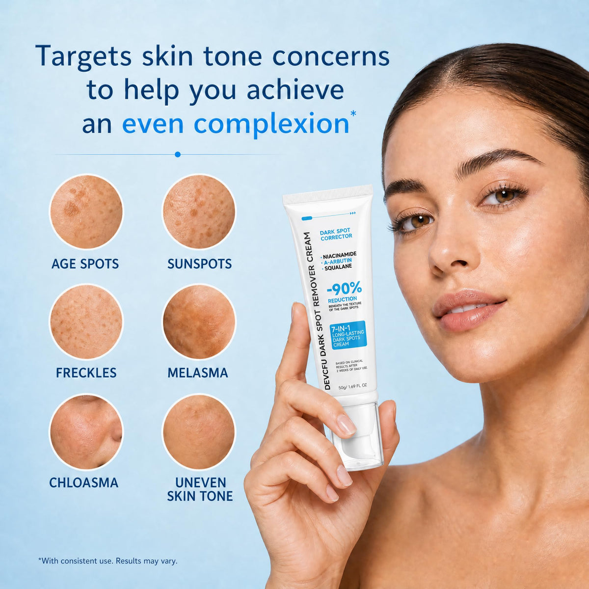 Application de la crème correctrice sur la main