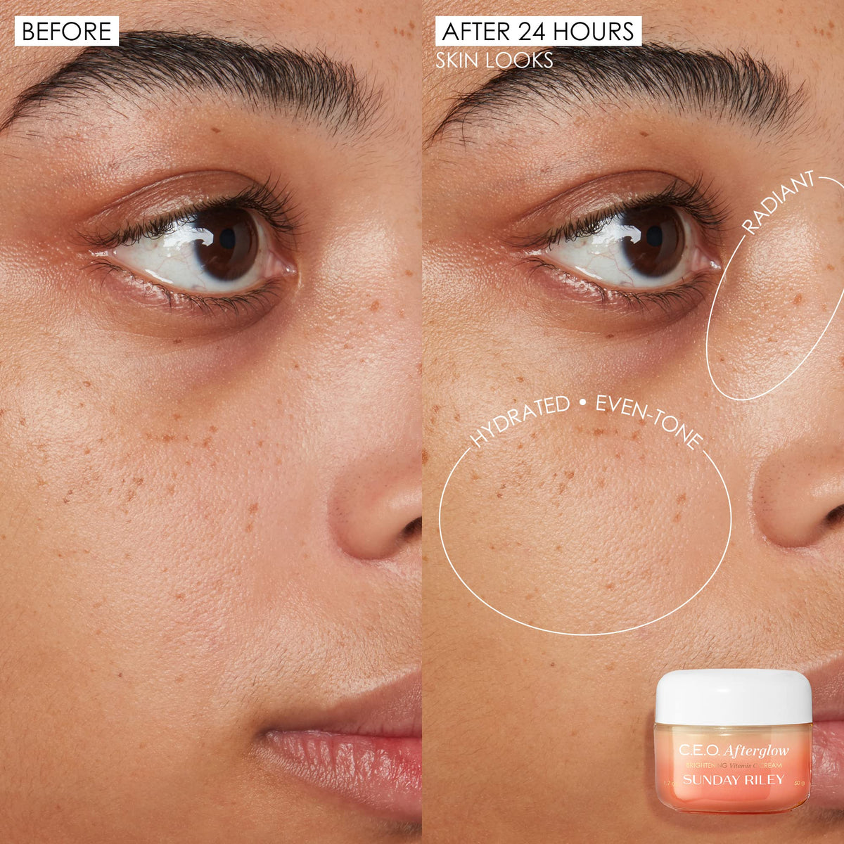 Application de la crème gel éclaircissante C.E.O. de Sunday Riley