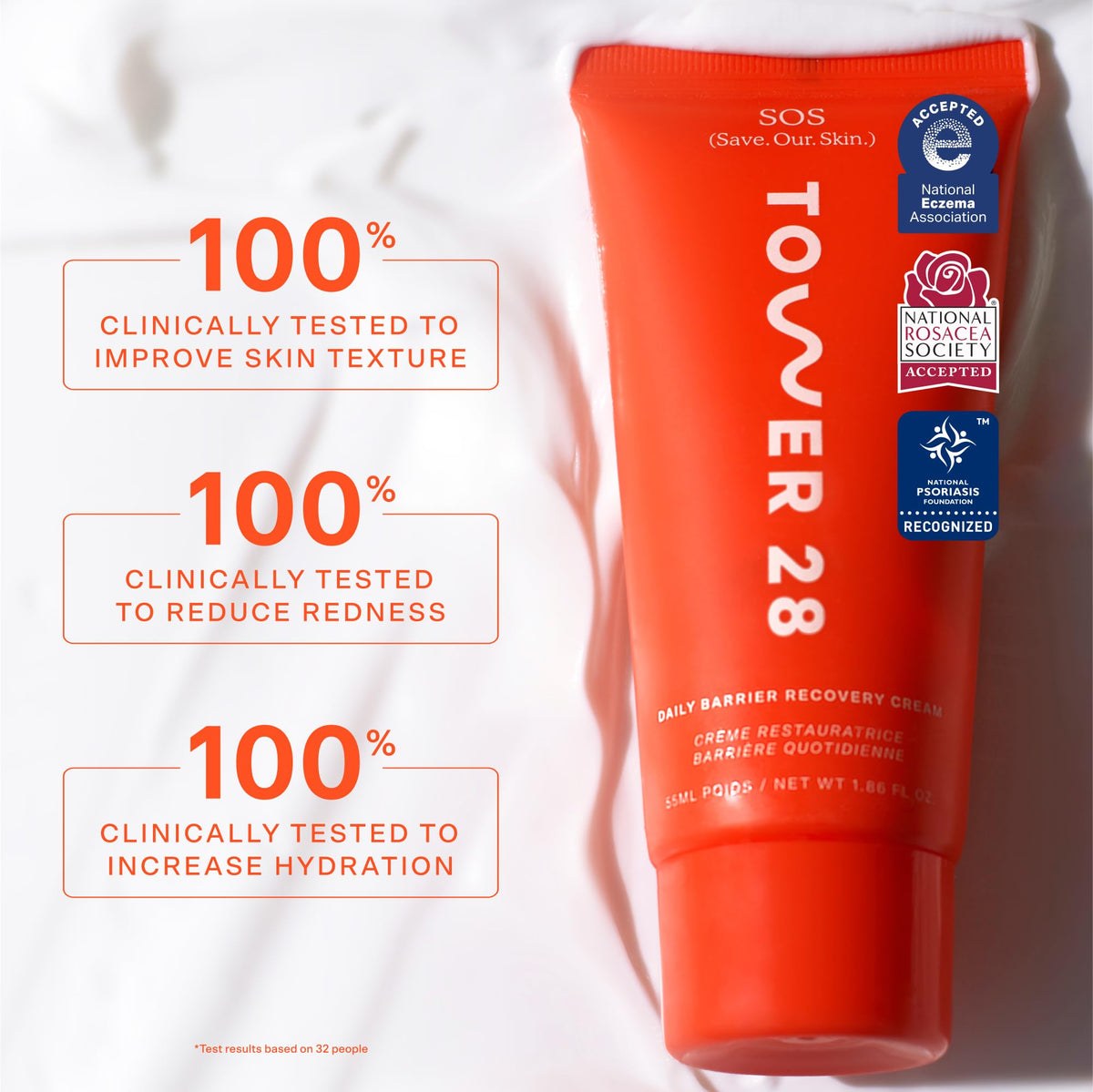 Application de la Crème Hydratante SOS Tower 28 sur le visage