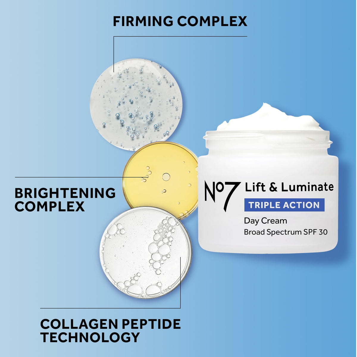 Application de la crème No7 Lift & Luminate sur le visage
