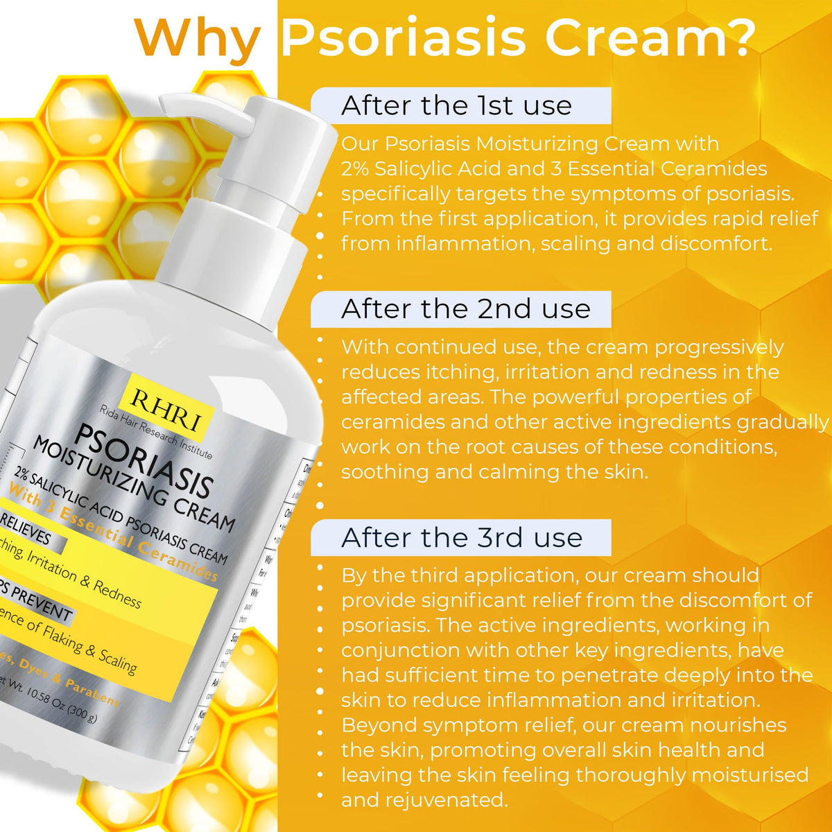 Application de la crème psoriasis Rida sur le cuir chevelu